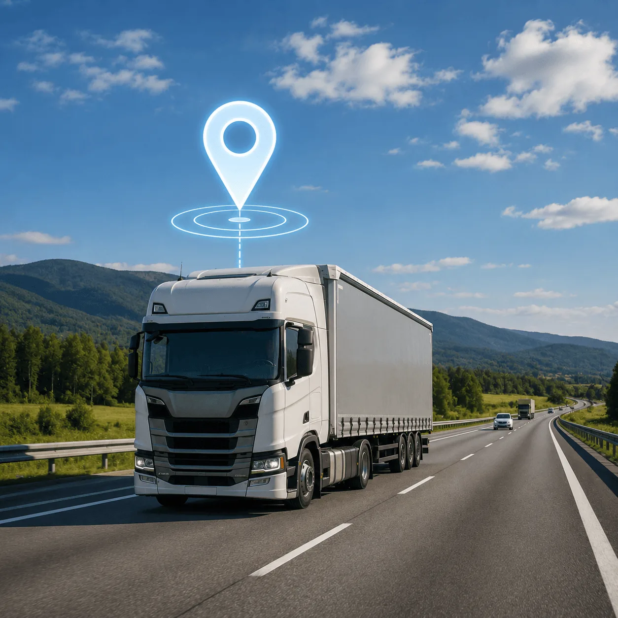 Camión empresarial monitoreado mediante tecnología GPS en Chile